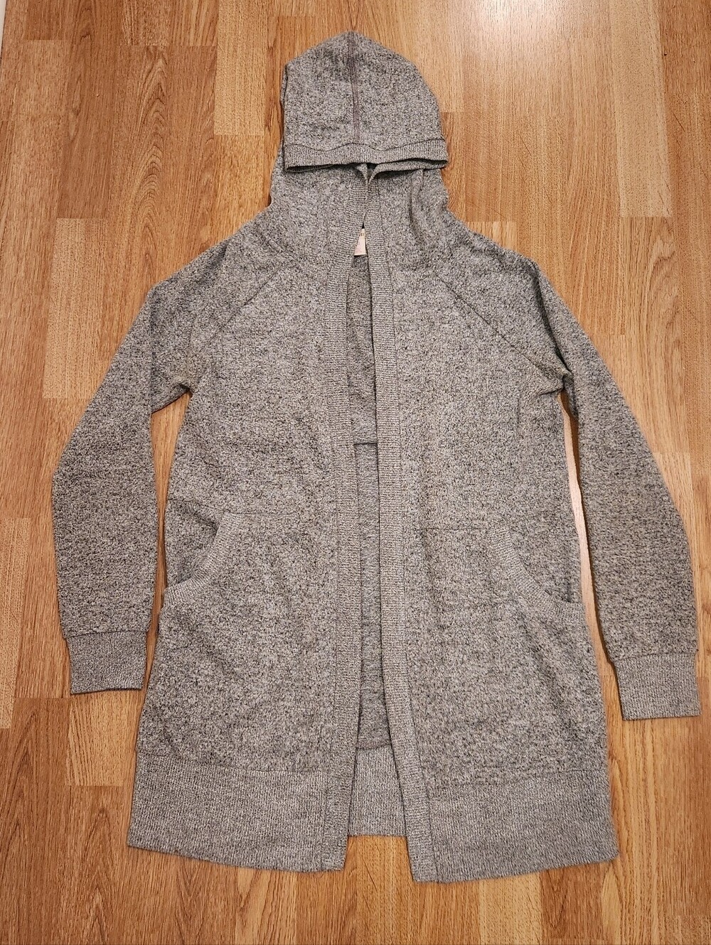 Flirtitude Active Hooded Soft Cardigan Sweater Sweatshirt Marbled Gray XS